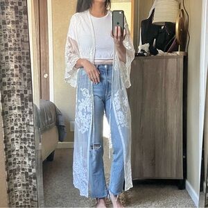Full length lace boho kimono